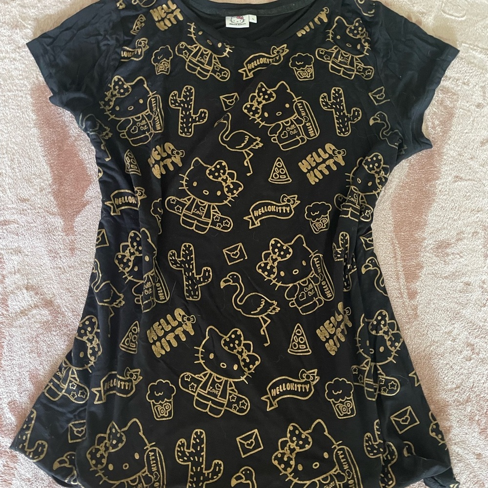 Black and gold Hello Kitty Shirt.